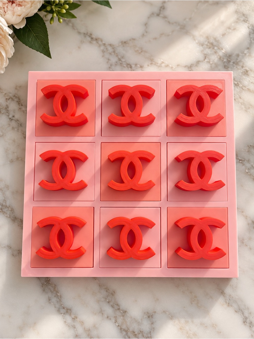 Handcrafted CC Tic Tac Toe Game 3D Printed Pink